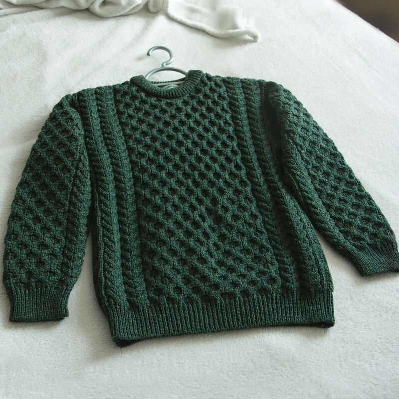 Kildare 100% Merino Wool Green Crew Neck Sweater